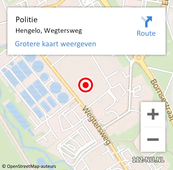 Locatie op kaart van de 112 melding: Politie Hengelo, Wegtersweg op 24 oktober 2022 10:16
