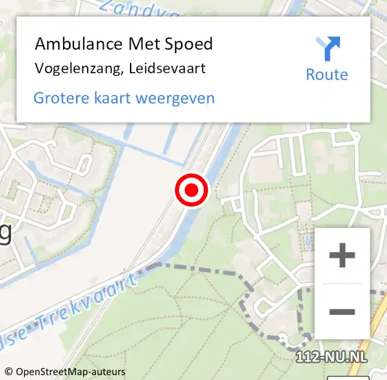 Locatie op kaart van de 112 melding: Ambulance Met Spoed Naar Vogelenzang, Leidsevaart op 24 oktober 2022 10:21