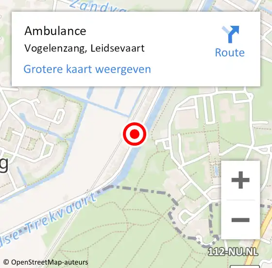 Locatie op kaart van de 112 melding: Ambulance Vogelenzang, Leidsevaart op 24 oktober 2022 10:22