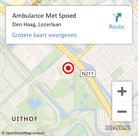 Locatie op kaart van de 112 melding: Ambulance Met Spoed Naar Den Haag, Lozerlaan op 24 oktober 2022 11:25