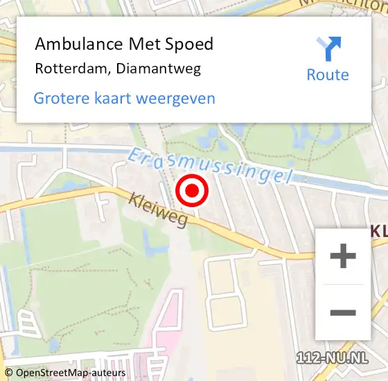 Locatie op kaart van de 112 melding: Ambulance Met Spoed Naar Rotterdam, Diamantweg op 24 oktober 2022 12:02