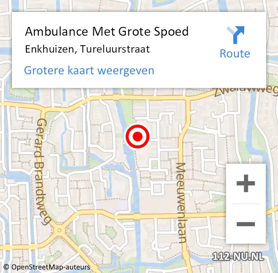 Locatie op kaart van de 112 melding: Ambulance Met Grote Spoed Naar Enkhuizen, Tureluurstraat op 24 oktober 2022 13:28
