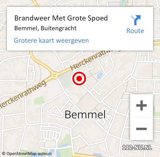 Locatie op kaart van de 112 melding: Brandweer Met Grote Spoed Naar Bemmel, Buitengracht op 24 oktober 2022 14:41
