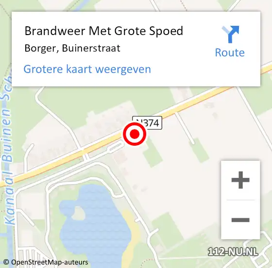 Locatie op kaart van de 112 melding: Brandweer Met Grote Spoed Naar Borger, Buinerstraat op 24 oktober 2022 14:49