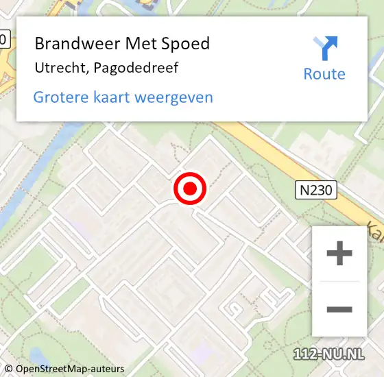Locatie op kaart van de 112 melding: Brandweer Met Spoed Naar Utrecht, Pagodedreef op 24 oktober 2022 15:21