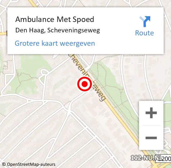 Locatie op kaart van de 112 melding: Ambulance Met Spoed Naar Den Haag, Scheveningseweg op 24 oktober 2022 15:30
