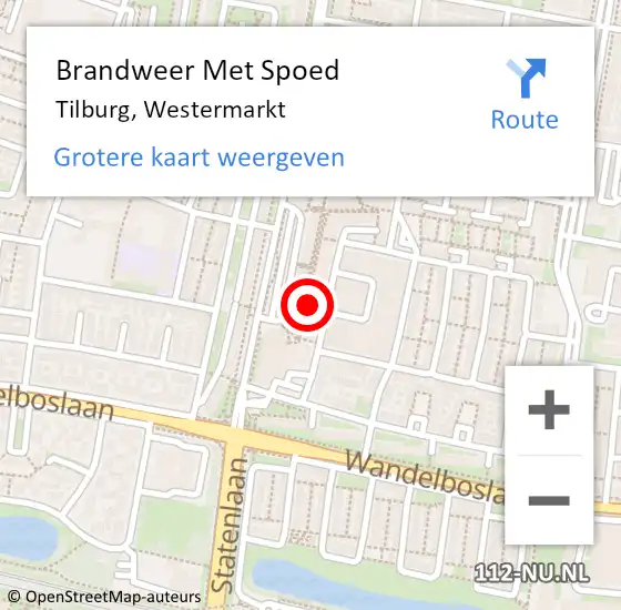 Locatie op kaart van de 112 melding: Brandweer Met Spoed Naar Tilburg, Westermarkt op 24 oktober 2022 17:37