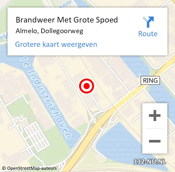 Locatie op kaart van de 112 melding: Brandweer Met Grote Spoed Naar Almelo, Dollegoorweg op 24 oktober 2022 17:49