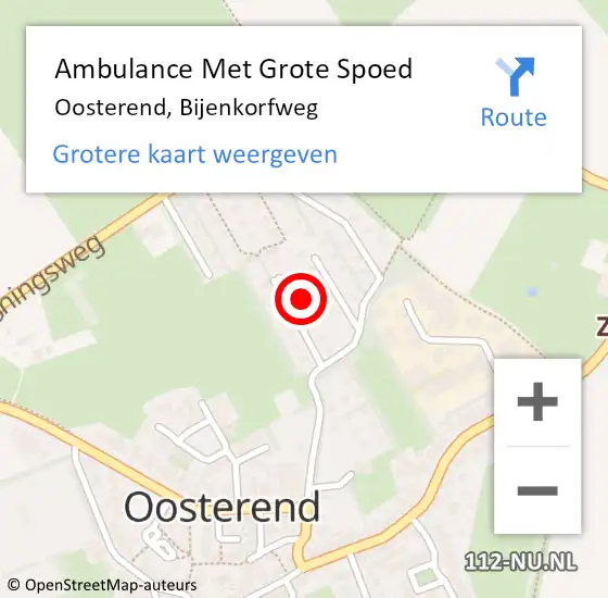 Locatie op kaart van de 112 melding: Ambulance Met Grote Spoed Naar Oosterend, Bijenkorfweg op 24 oktober 2022 17:56