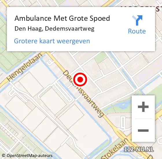 Locatie op kaart van de 112 melding: Ambulance Met Grote Spoed Naar Den Haag, Dedemsvaartweg op 24 oktober 2022 19:56