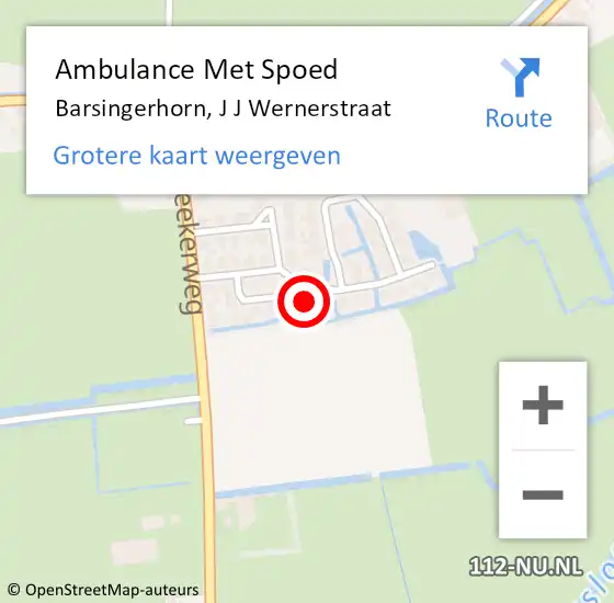 Locatie op kaart van de 112 melding: Ambulance Met Spoed Naar Barsingerhorn, J J Wernerstraat op 2 augustus 2014 16:54
