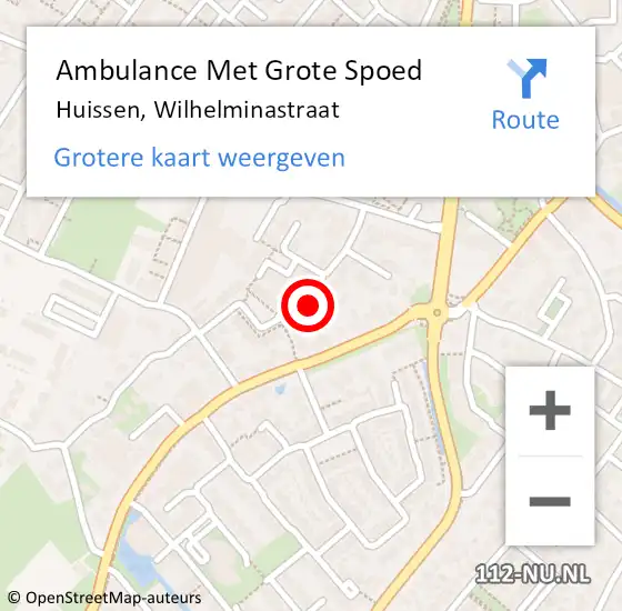 Locatie op kaart van de 112 melding: Ambulance Met Grote Spoed Naar Huissen, Wilhelminastraat op 24 oktober 2022 22:38