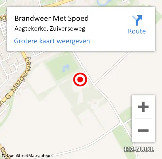 Locatie op kaart van de 112 melding: Brandweer Met Spoed Naar Aagtekerke, Zuiverseweg op 25 oktober 2022 04:24