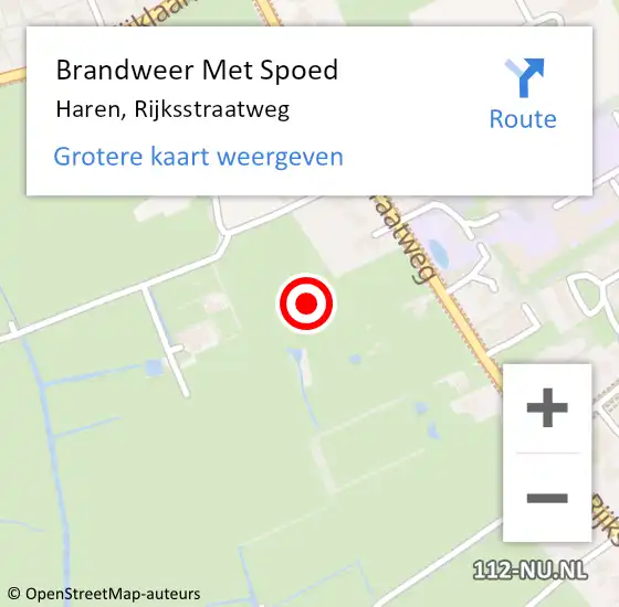 Locatie op kaart van de 112 melding: Brandweer Met Spoed Naar Haren, Rijksstraatweg op 25 oktober 2022 07:20