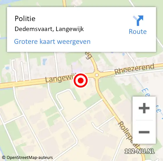 Locatie op kaart van de 112 melding: Politie Dedemsvaart, Langewijk op 25 oktober 2022 07:56