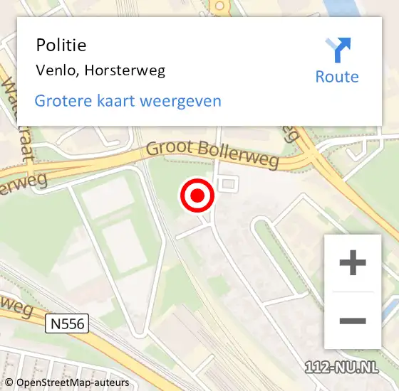 Locatie op kaart van de 112 melding: Politie Venlo, Horsterweg op 25 oktober 2022 08:16