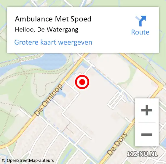 Locatie op kaart van de 112 melding: Ambulance Met Spoed Naar Heiloo, De Watergang op 25 oktober 2022 08:21