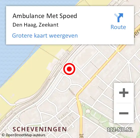 Locatie op kaart van de 112 melding: Ambulance Met Spoed Naar Den Haag, Zeekant op 25 oktober 2022 08:33