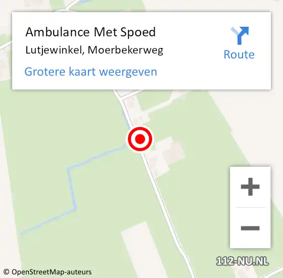 Locatie op kaart van de 112 melding: Ambulance Met Spoed Naar Lutjewinkel, Moerbekerweg op 25 oktober 2022 09:49