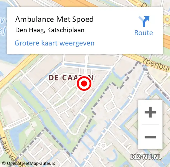 Locatie op kaart van de 112 melding: Ambulance Met Spoed Naar Den Haag, Katschiplaan op 25 oktober 2022 10:37