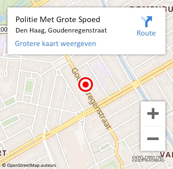 Locatie op kaart van de 112 melding: Politie Met Grote Spoed Naar Den Haag, Goudenregenstraat op 25 oktober 2022 11:27