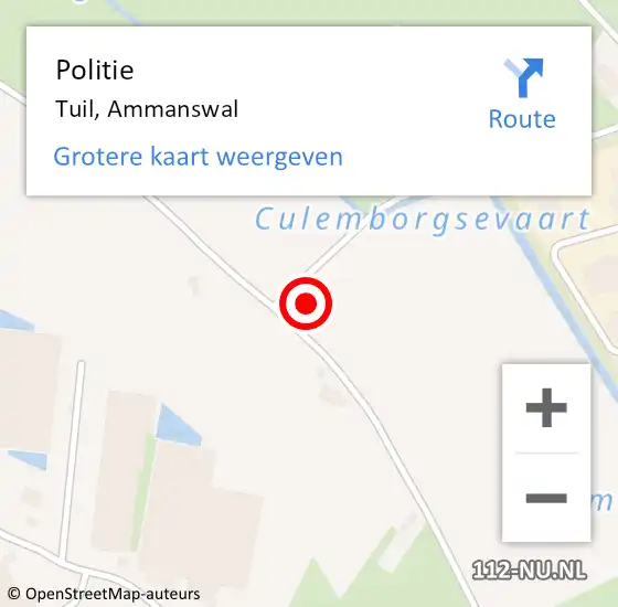 Locatie op kaart van de 112 melding: Politie Tuil, Ammanswal op 25 oktober 2022 11:38