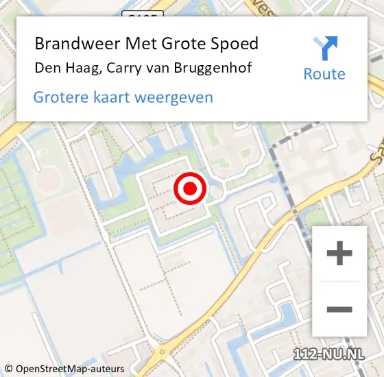 Locatie op kaart van de 112 melding: Brandweer Met Grote Spoed Naar Den Haag, Carry van Bruggenhof op 25 oktober 2022 11:44