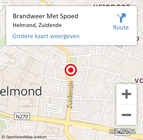 Locatie op kaart van de 112 melding: Brandweer Met Spoed Naar Helmond, Zuidende op 25 oktober 2022 12:17