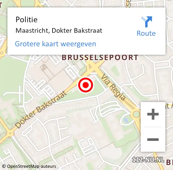 Locatie op kaart van de 112 melding: Politie Maastricht, Dokter Bakstraat op 25 oktober 2022 13:25