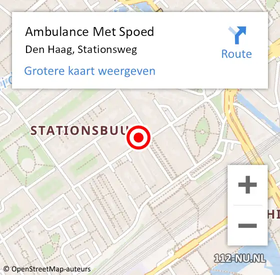 Locatie op kaart van de 112 melding: Ambulance Met Spoed Naar Den Haag, Stationsweg op 25 oktober 2022 13:36