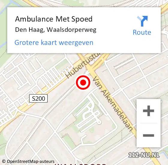 Locatie op kaart van de 112 melding: Ambulance Met Spoed Naar Den Haag, Waalsdorperweg op 25 oktober 2022 14:01