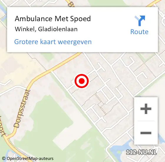 Locatie op kaart van de 112 melding: Ambulance Met Spoed Naar Winkel, Gladiolenlaan op 25 oktober 2022 15:02