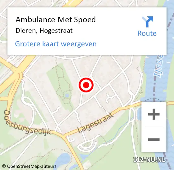 Locatie op kaart van de 112 melding: Ambulance Met Spoed Naar Dieren, Hogestraat op 25 oktober 2022 15:18