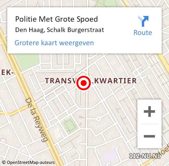 Locatie op kaart van de 112 melding: Politie Met Grote Spoed Naar Den Haag, Schalk Burgerstraat op 25 oktober 2022 15:19