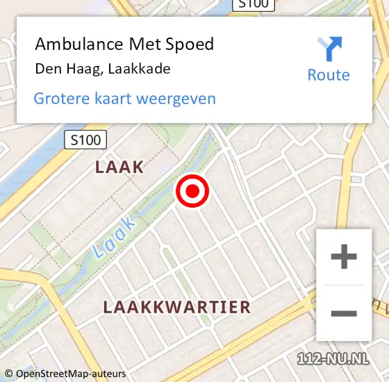 Locatie op kaart van de 112 melding: Ambulance Met Spoed Naar Den Haag, Laakkade op 25 oktober 2022 17:03
