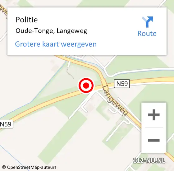 Locatie op kaart van de 112 melding: Politie Oude-Tonge, Langeweg op 25 oktober 2022 17:23