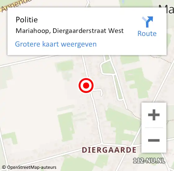 Locatie op kaart van de 112 melding: Politie Mariahoop, Diergaarderstraat West op 25 oktober 2022 17:47
