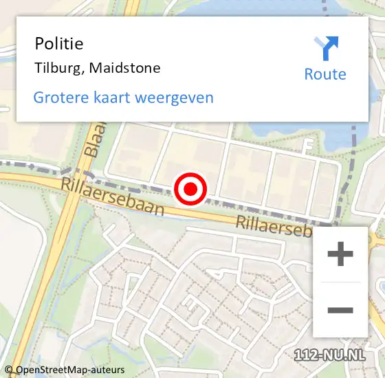 Locatie op kaart van de 112 melding: Politie Tilburg, Maidstone op 25 oktober 2022 17:49