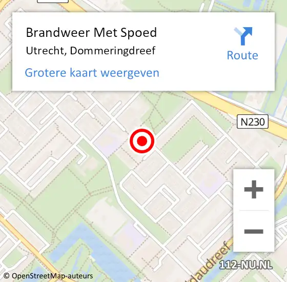 Locatie op kaart van de 112 melding: Brandweer Met Spoed Naar Utrecht, Dommeringdreef op 25 oktober 2022 19:06