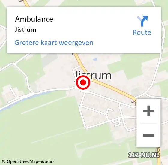 Locatie op kaart van de 112 melding: Ambulance Jistrum op 25 oktober 2022 20:15