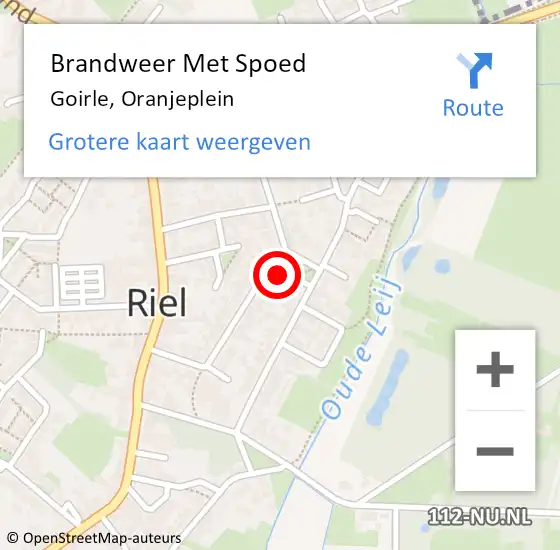 Locatie op kaart van de 112 melding: Brandweer Met Spoed Naar Goirle, Oranjeplein op 25 oktober 2022 20:40
