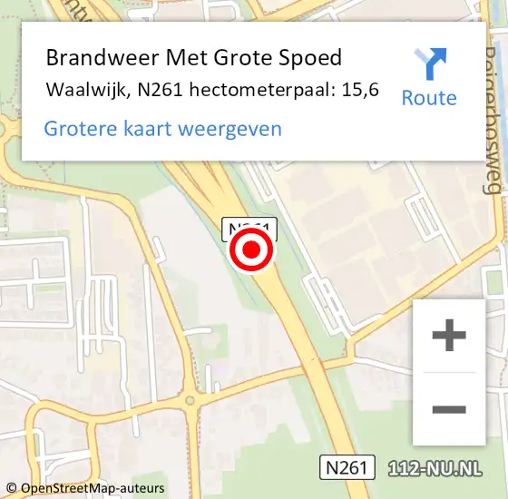 Locatie op kaart van de 112 melding: Brandweer Met Grote Spoed Naar Waalwijk, N261 hectometerpaal: 15,6 op 25 oktober 2022 21:05