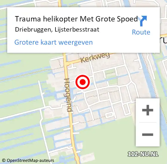 Locatie op kaart van de 112 melding: Trauma helikopter Met Grote Spoed Naar Driebruggen, Lijsterbesstraat op 25 oktober 2022 21:47