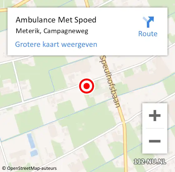 Locatie op kaart van de 112 melding: Ambulance Met Spoed Naar Meterik, Campagneweg op 25 oktober 2022 22:28