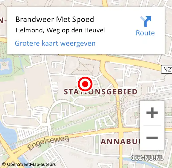 Locatie op kaart van de 112 melding: Brandweer Met Spoed Naar Helmond, Weg op den Heuvel op 25 oktober 2022 22:55