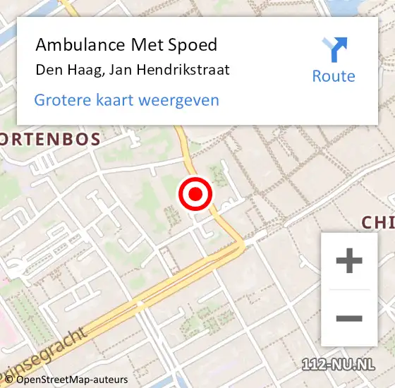 Locatie op kaart van de 112 melding: Ambulance Met Spoed Naar Den Haag, Jan Hendrikstraat op 26 oktober 2022 01:06