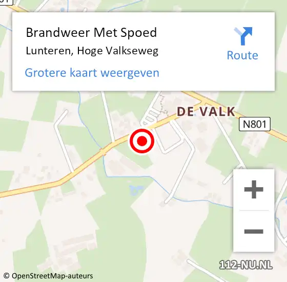 Locatie op kaart van de 112 melding: Brandweer Met Spoed Naar Lunteren, Hoge Valkseweg op 26 oktober 2022 04:23