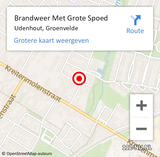 Locatie op kaart van de 112 melding: Brandweer Met Grote Spoed Naar Udenhout, Groenvelde op 26 oktober 2022 09:21