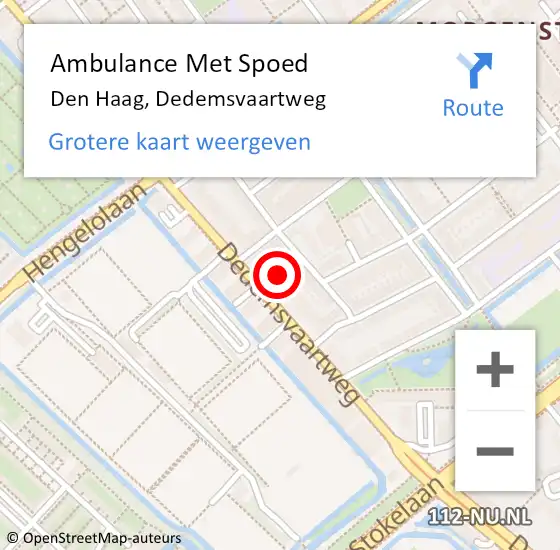 Locatie op kaart van de 112 melding: Ambulance Met Spoed Naar Den Haag, Dedemsvaartweg op 26 oktober 2022 09:55