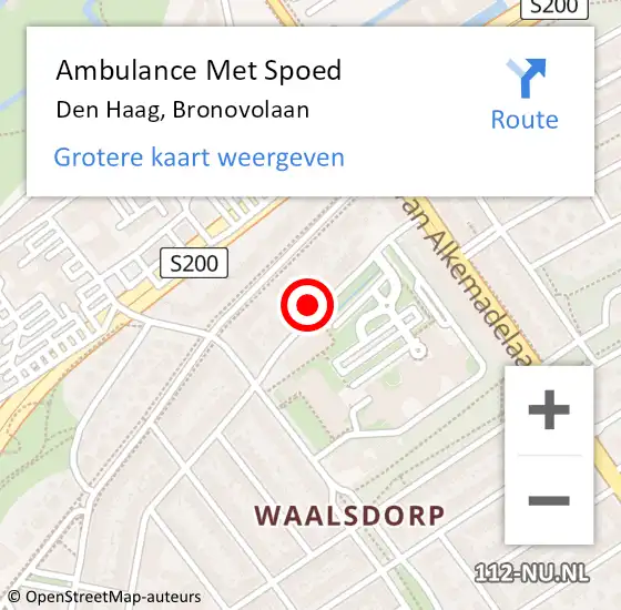 Locatie op kaart van de 112 melding: Ambulance Met Spoed Naar Den Haag, Bronovolaan op 26 oktober 2022 09:57